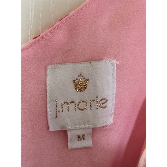 J. Marie Dress Medium Printed Sleeveless Tiered Pink/Orange Boho Resort Beach - Picture 3 of 7